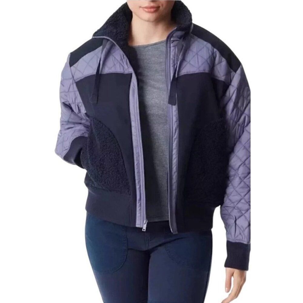 Womens Large Canvas Quilted Trim Full Zip Bomber Jacket $129 Bass Outdoor NWT